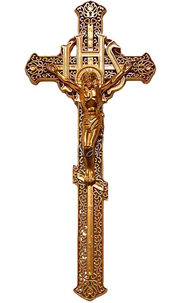 Крест на гроб Модерн с распятием средним золото